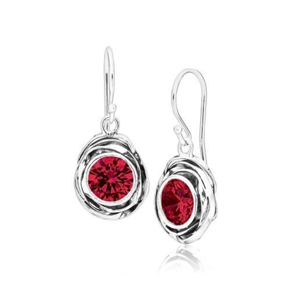 4912 925 Sterling Silver Dangle Earrings -Wire Wrap with Bezel Set Cubic